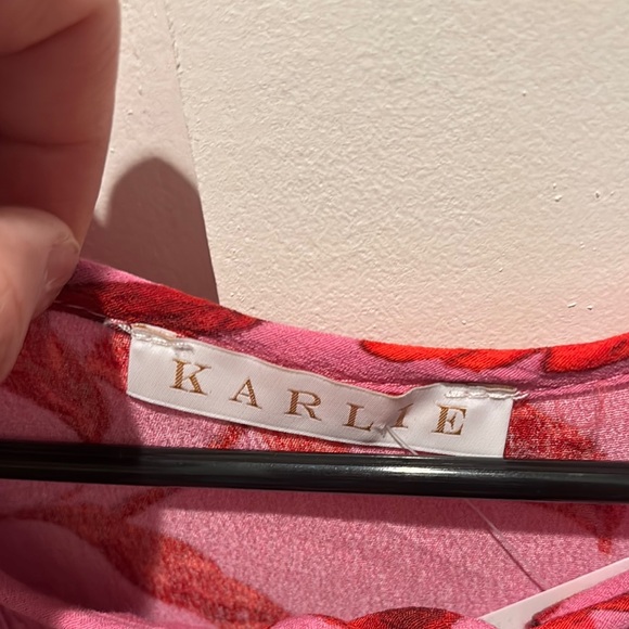 Karlie Stellar Pink and Red Floral Tiered Midi Dress - Picture 4 of 8